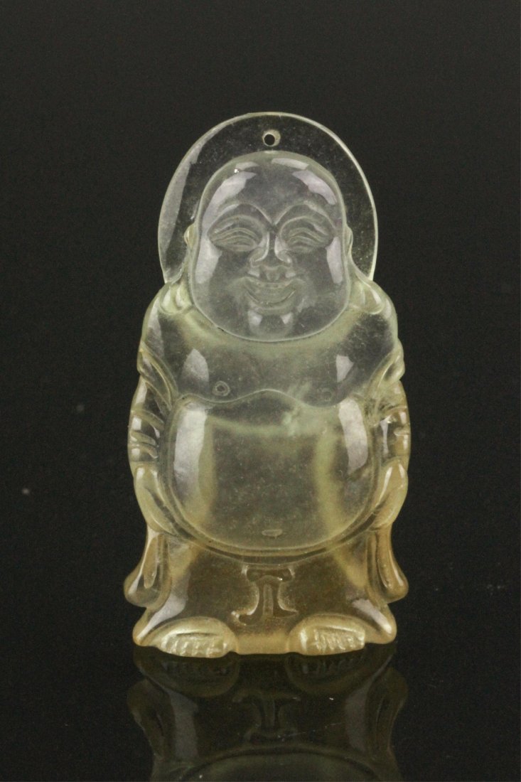 Chinese Transparent Icy Jadeite Buddha Pendant (1 of 3)