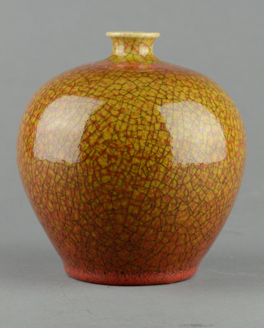 19th C Chinese Flambe Type Crackle Vase (1 of 3)