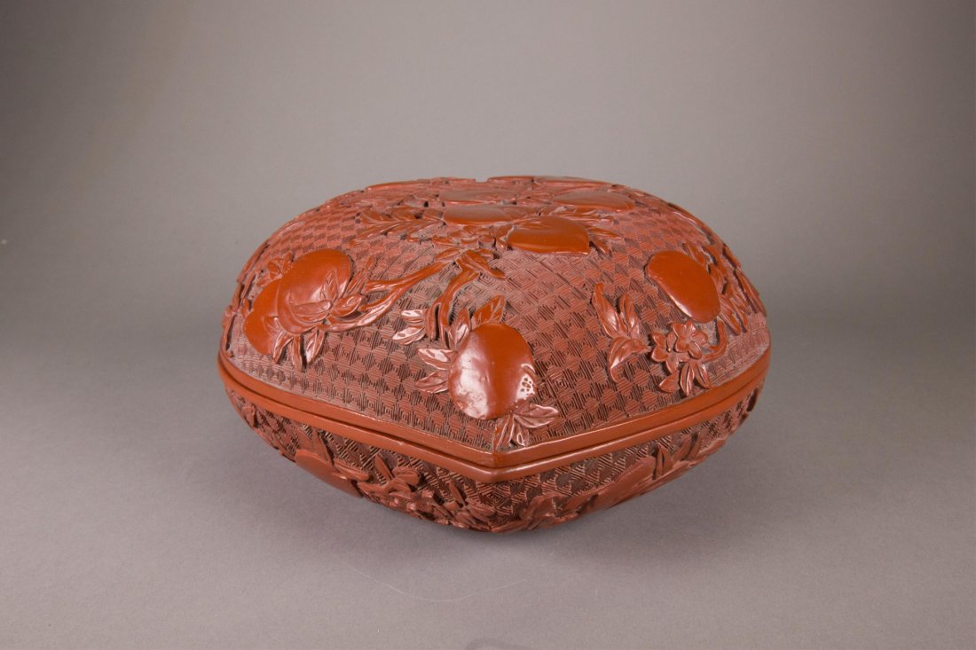 Chinese Lacquer Peach Box Qianlong Mk (1 of 9)