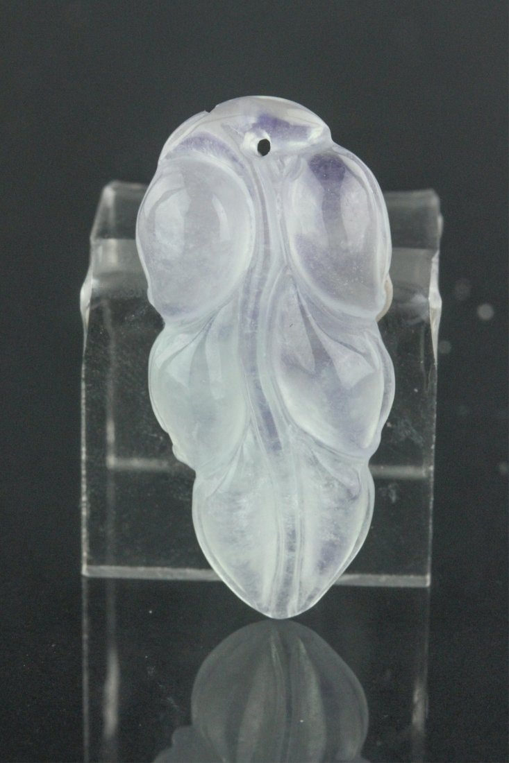 Chinese Icy Lavender Jadeite Leaf Pendant (1 of 4)