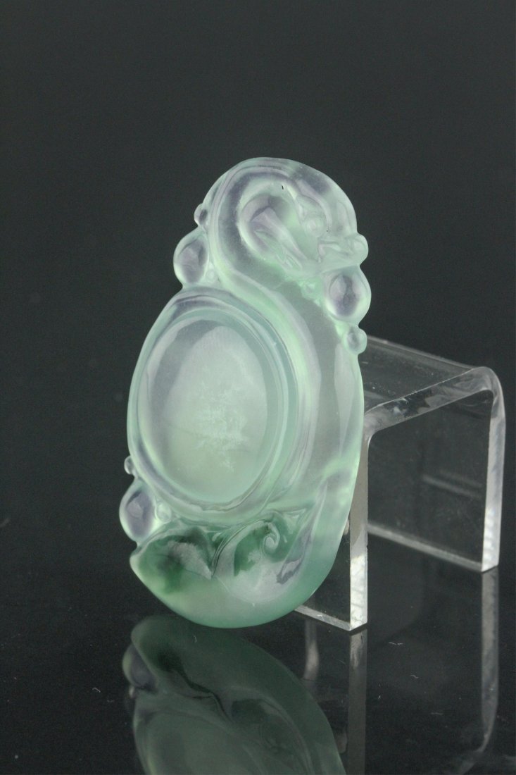 Chinese Mottled Icy Green Jadeite Pendant (1 of 4)