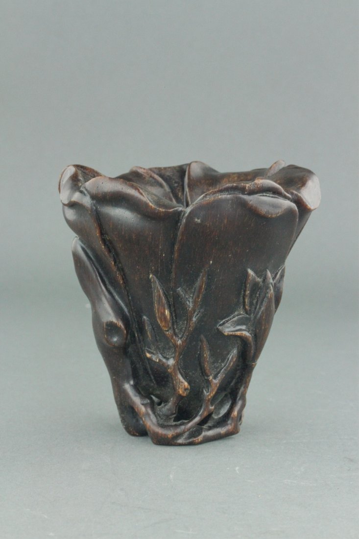 Chinese Horn Carved Cup Qing Period (1 of 6)