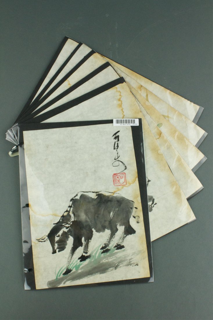 6 PC Chinese Cow Paintings Li Keran 1907-1989 (1 of 9)