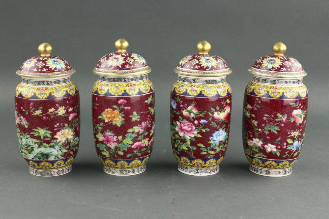 4 Pc Chinese Porcelain Jars w/ Lids Yongzheng (1 of 7)