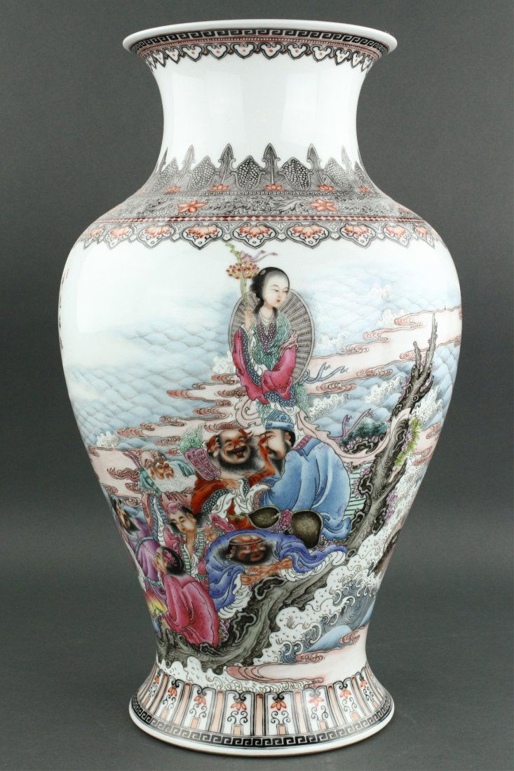 Chinese Immortal Painted PorcelainVase Qianlong MK (1 of 10)
