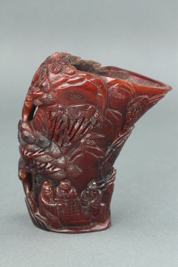 Chinese Horn Carved Cup (1 of 10)