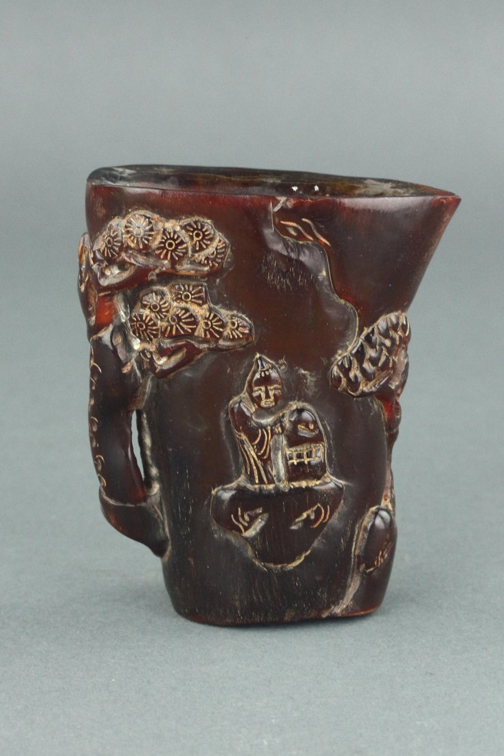Chinese Horn Carved Cup (1 of 8)