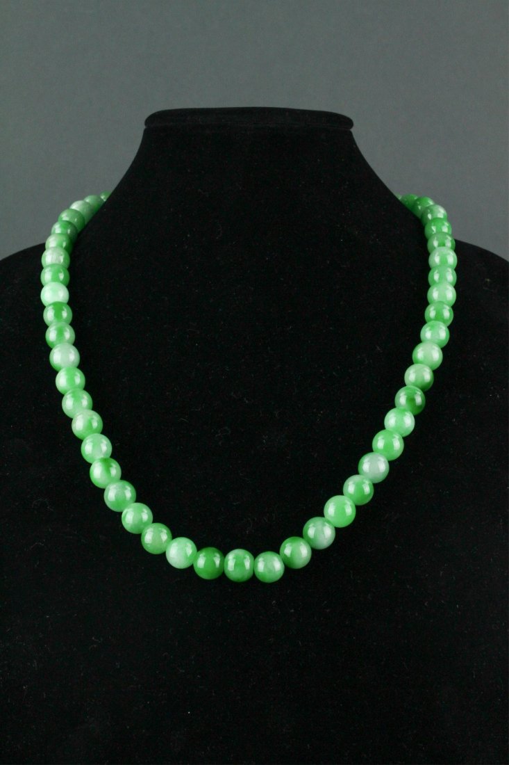 Jadeite Bead Necklace Polished Round Beads (1 of 3)