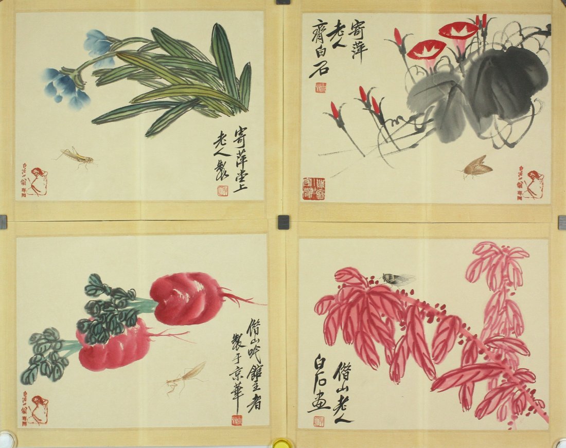 4P WC Paper Flower & Insects Qi Baishi 1864-1957 (1 of 7)