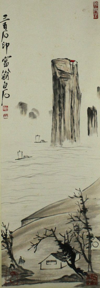 Chinese WC Landscape Scroll Qi Baishi 1864-1957 (1 of 7)
