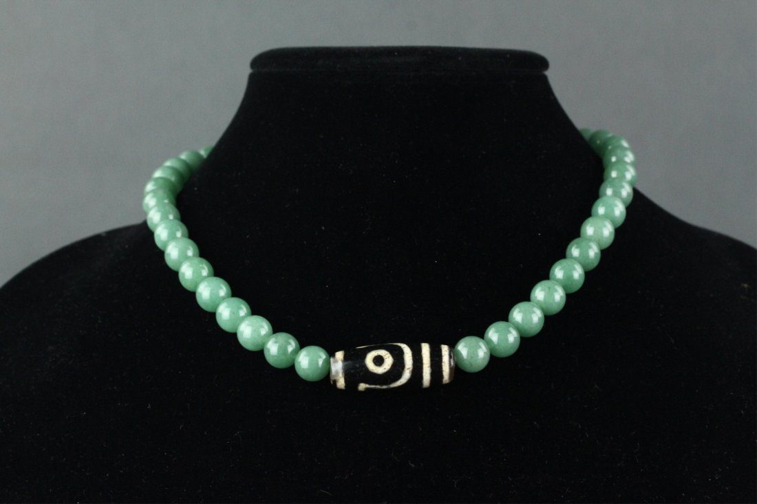 Chinese Green Jade w/Tianzhu Necklace (1 of 5)