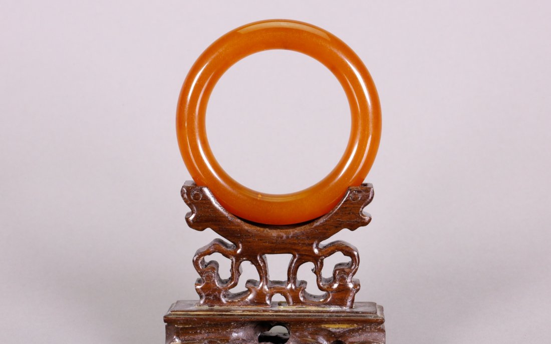 Chinese Red Agate Carved Bangle (1 of 4)