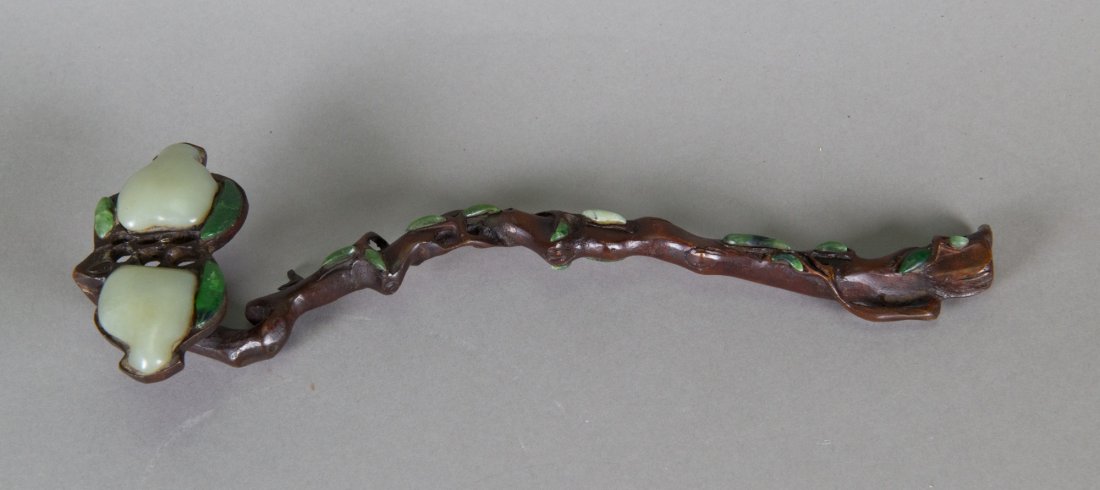 Chinese Bronze Jade and Hardstone Ruyi (1 of 3)