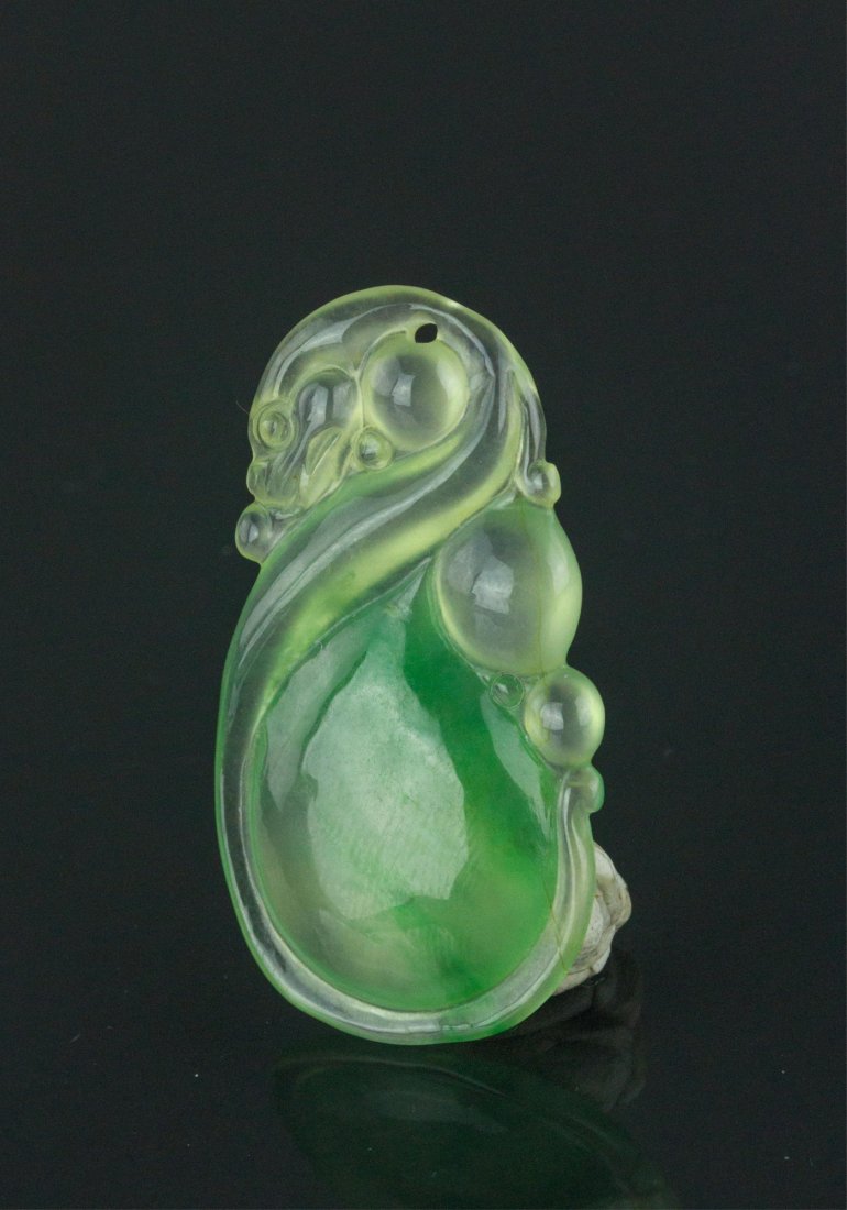Chinese Green Jadeite Carved Pendant (1 of 3)