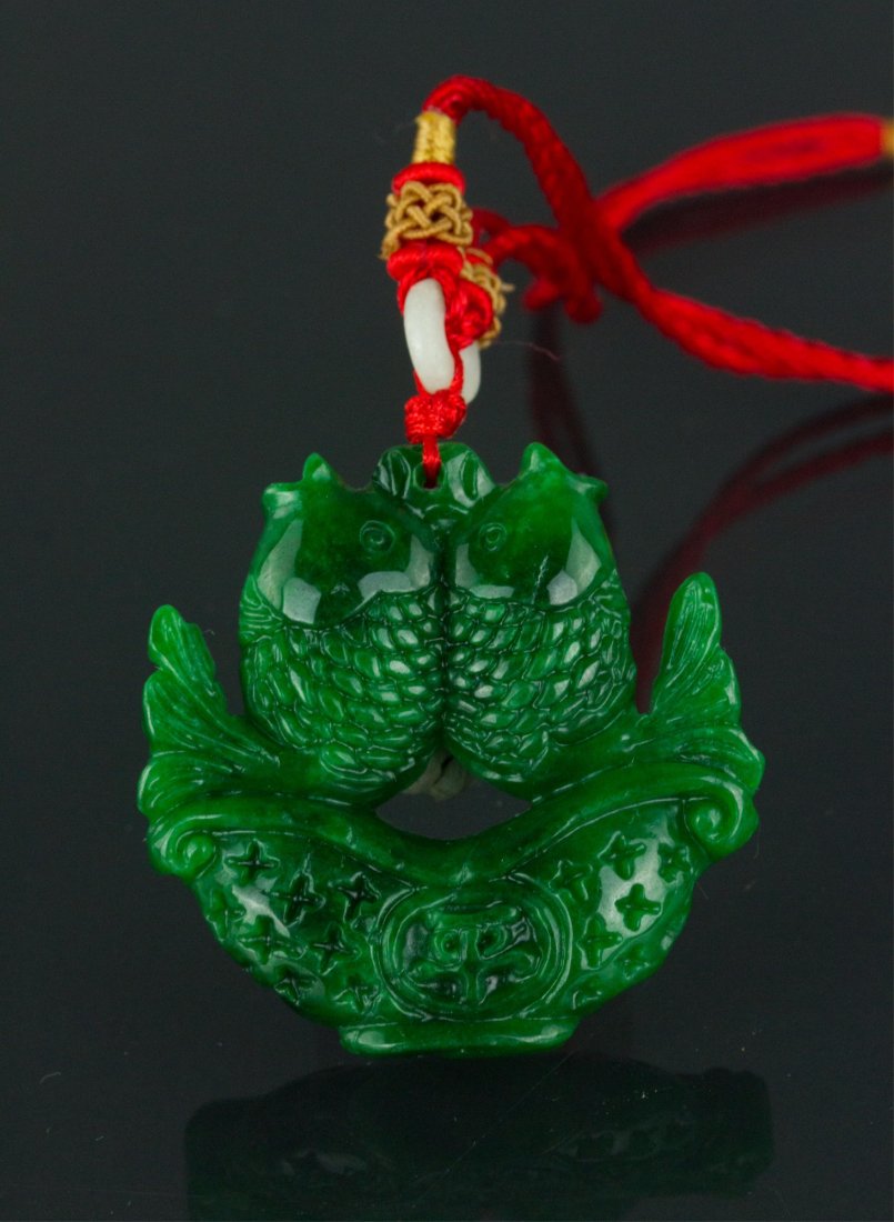 Chinese Green Jadeite Fish Pendant (1 of 5)