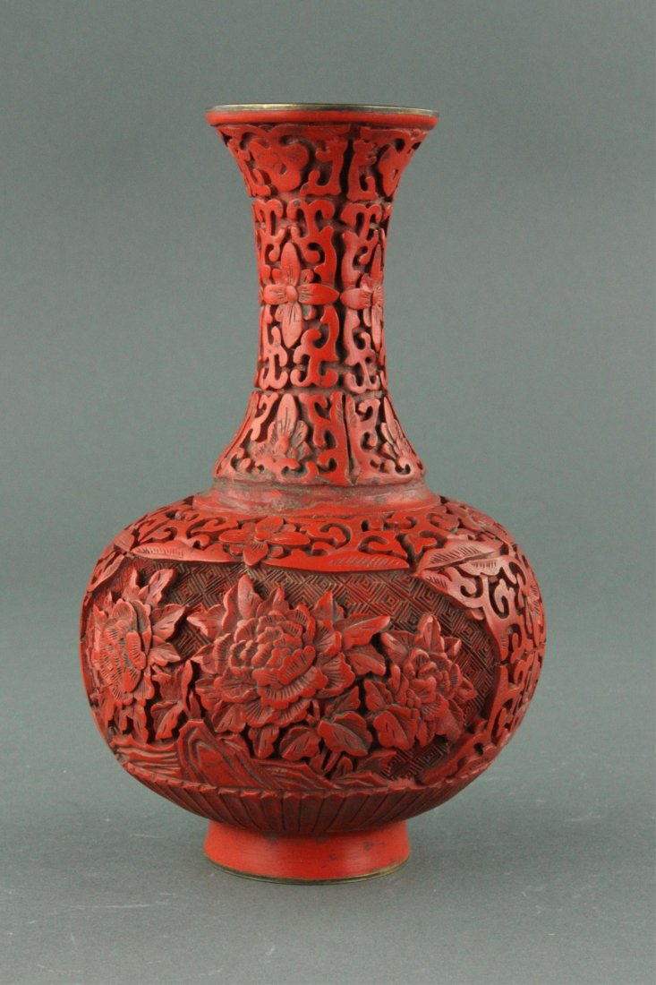 Chinese Red Lacquer Vase (1 of 6)