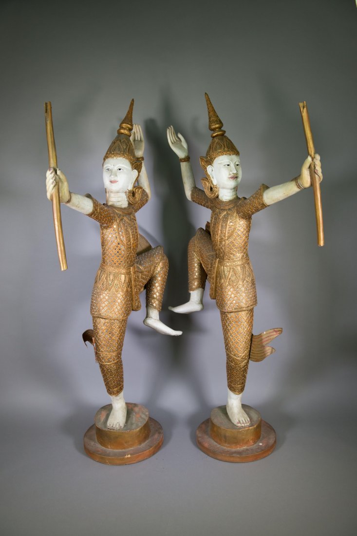 Pair of Large 19th C. Thailand Dancing Buddha (1 of 5)