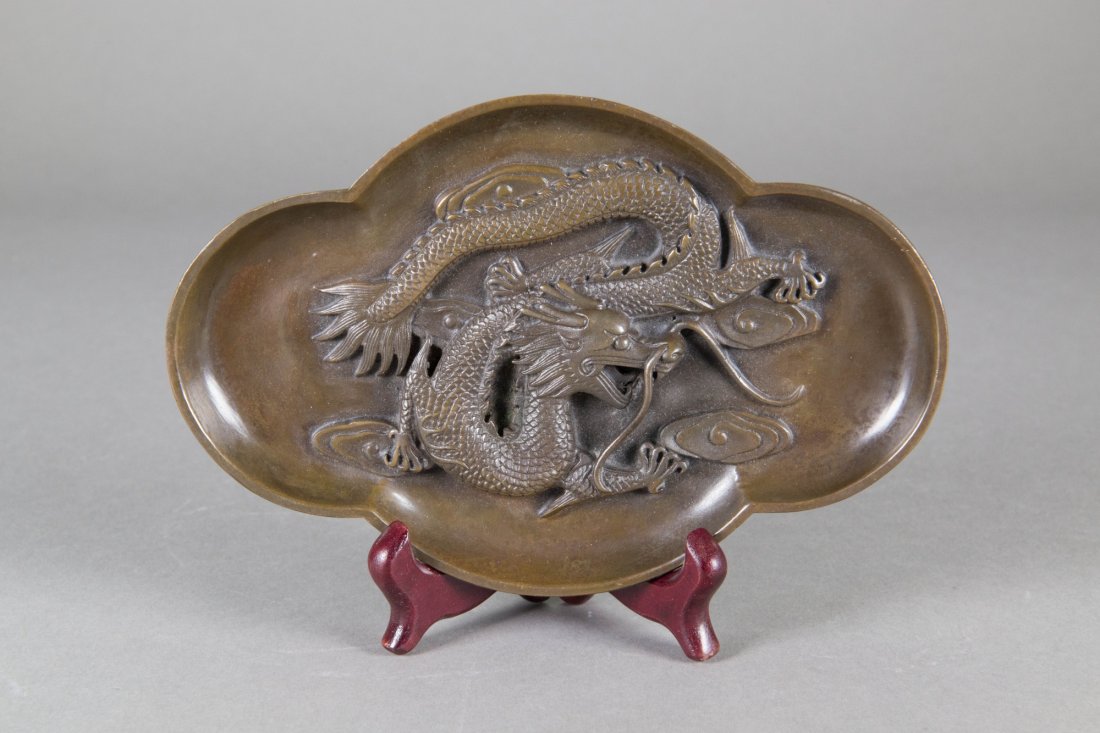 Chinese Bronze Carved Dragon Paper Weight Qianlong (1 of 3)