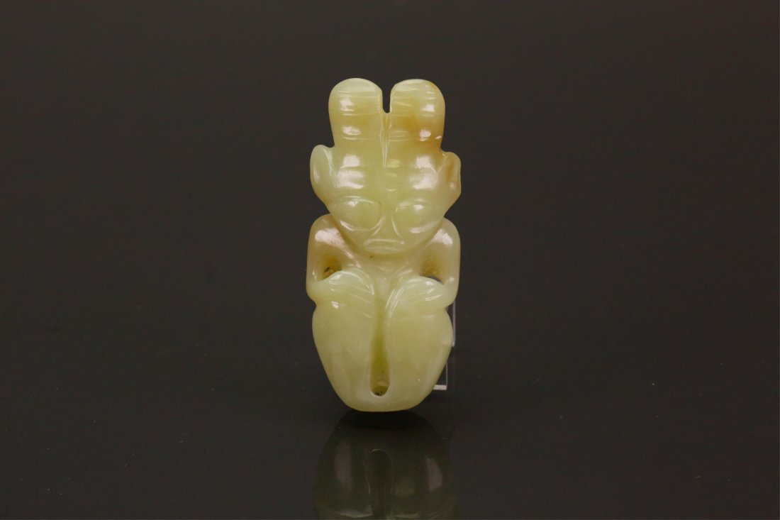Chinese White Jade Carved Toggle of Dragon (1 of 6)