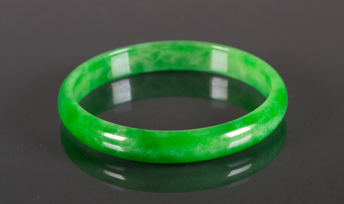 Chinese Emerald Green Jadeite Bangle (1 of 3)