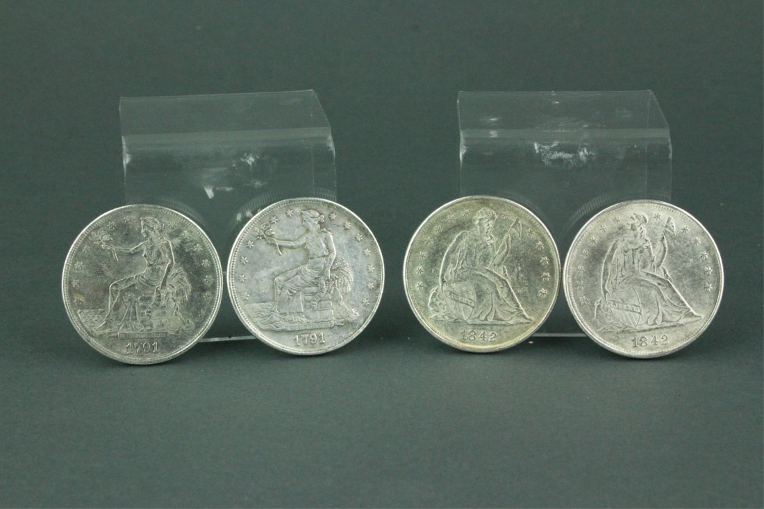 Four American Dollar Coins Dated 1842 & 1791 (1 of 6)