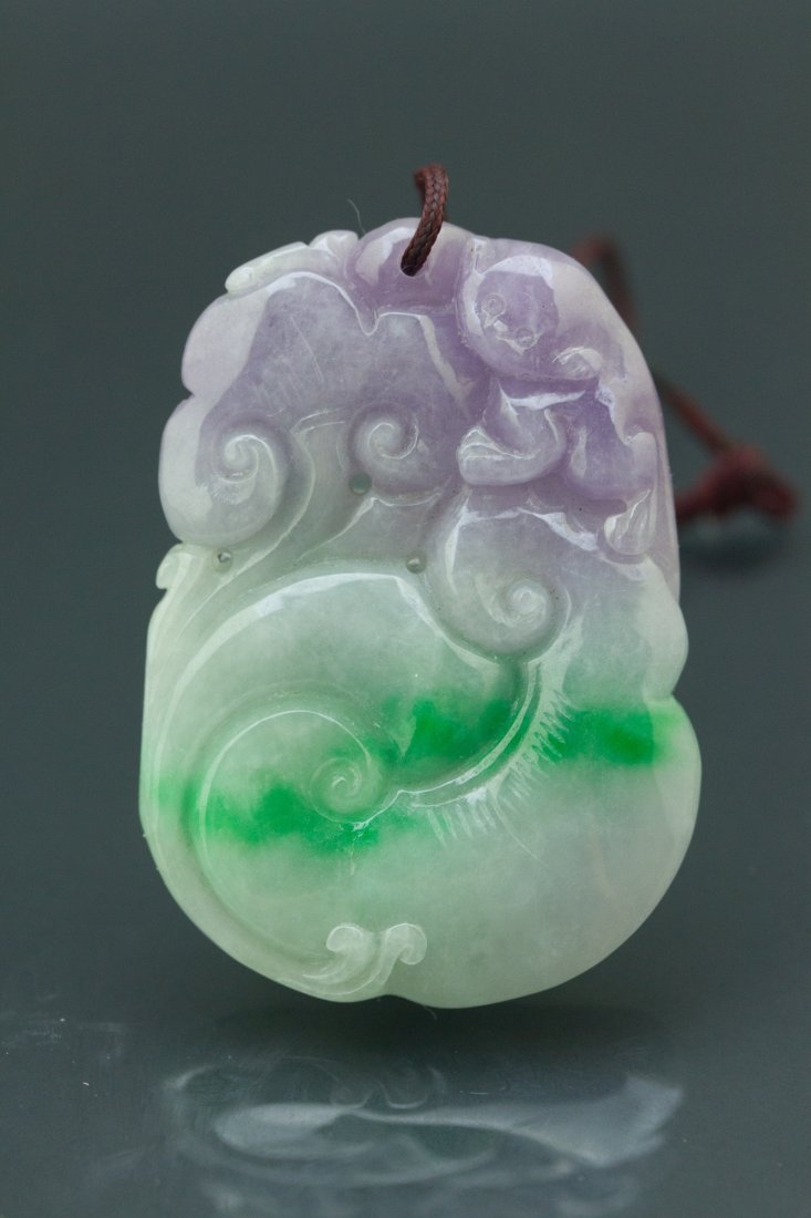 Chinese Green & Lavender Jade Carved Pendant (1 of 3)