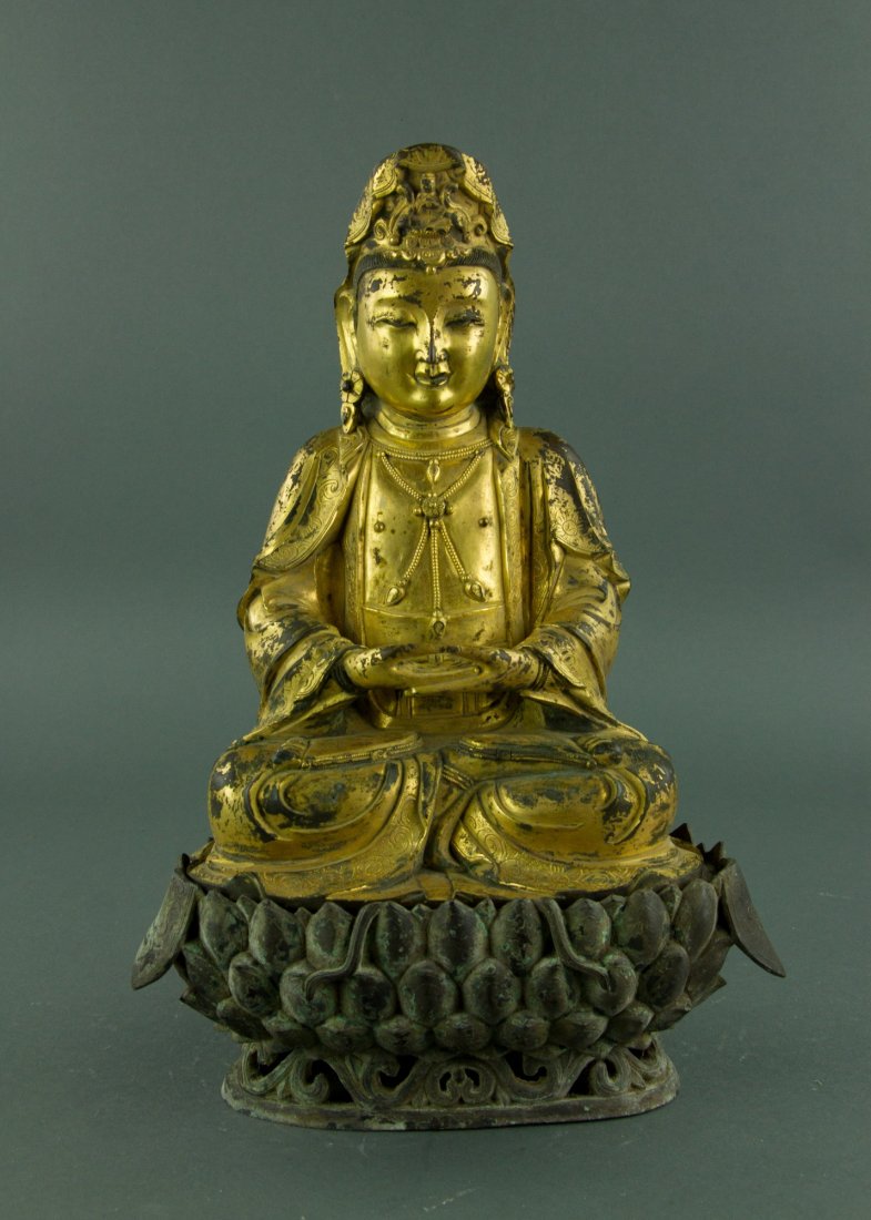 Chinese Ming Period Gilt Bronze Bodhisattva (1 of 7)