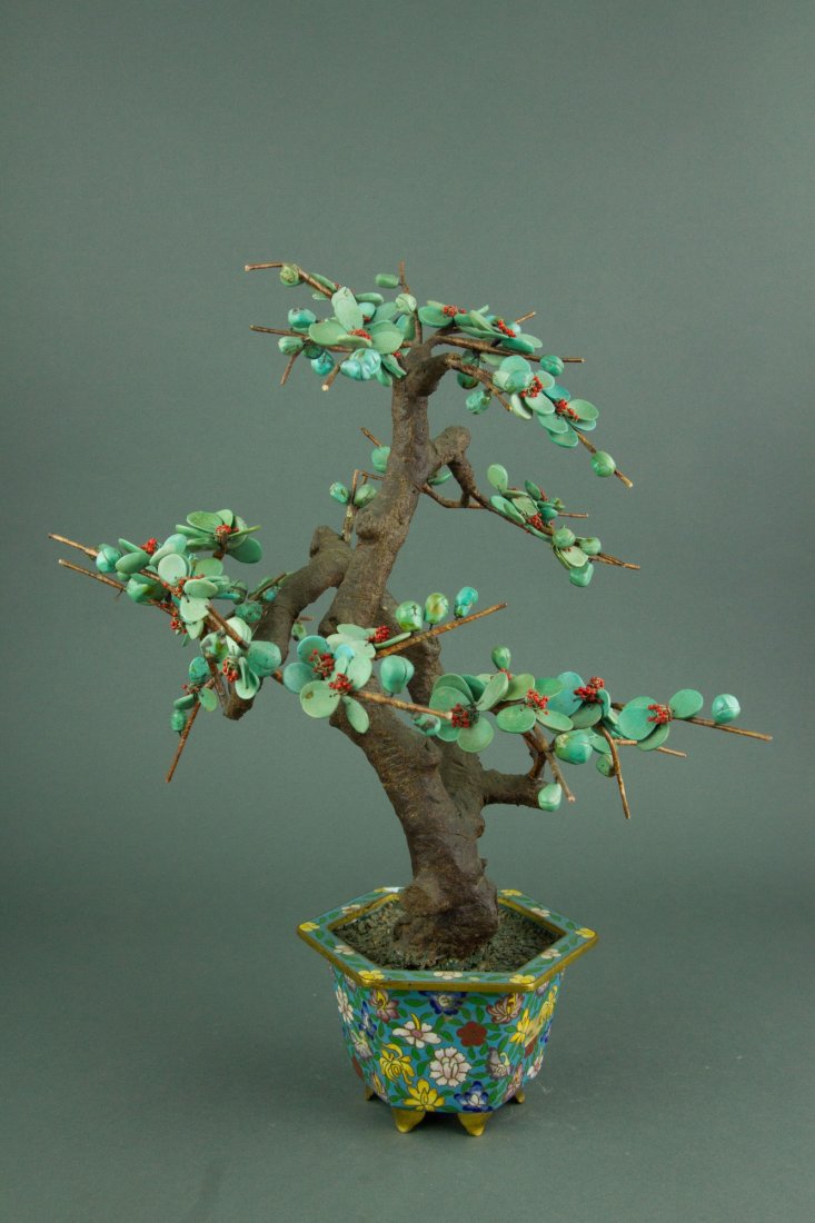 Chinese Turqoise Tree With Cloisonne Planter (1 of 5)