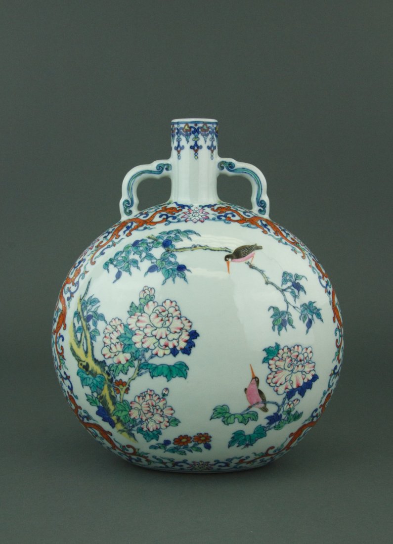 Ducai Porcelain Moon Flask Vase Yongzheng MK (1 of 8)