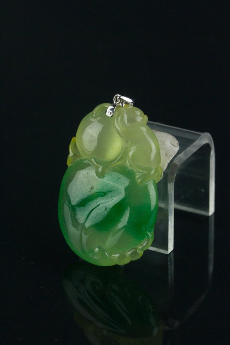 Chinese Greed Jade Monkey Pendant with 18K Bail (1 of 3)