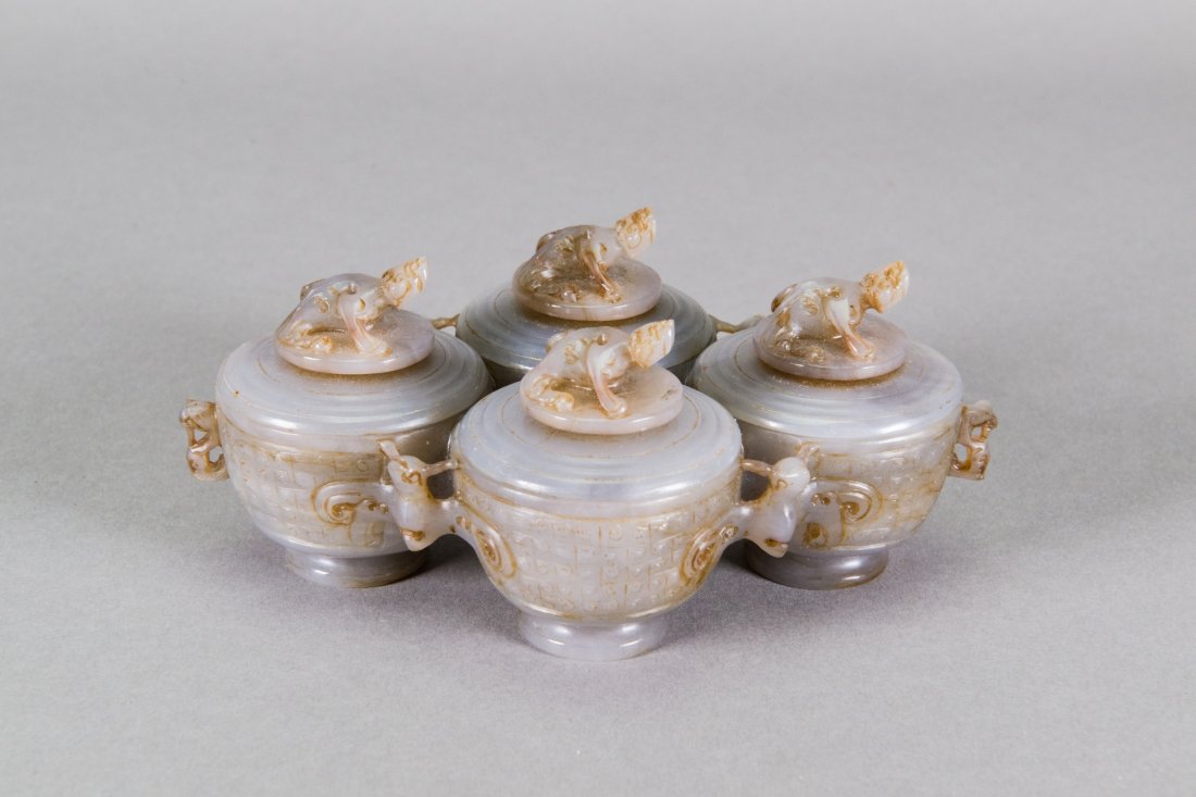 Chinese Archaistic Celadon Jade Dragon Vase (1 of 3)