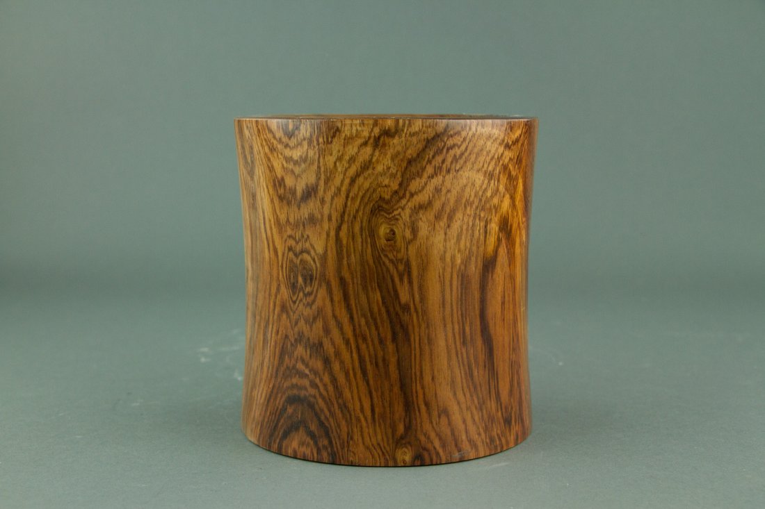Chinese Huanghuali Wood Brush Pot with Plug (1 of 5)