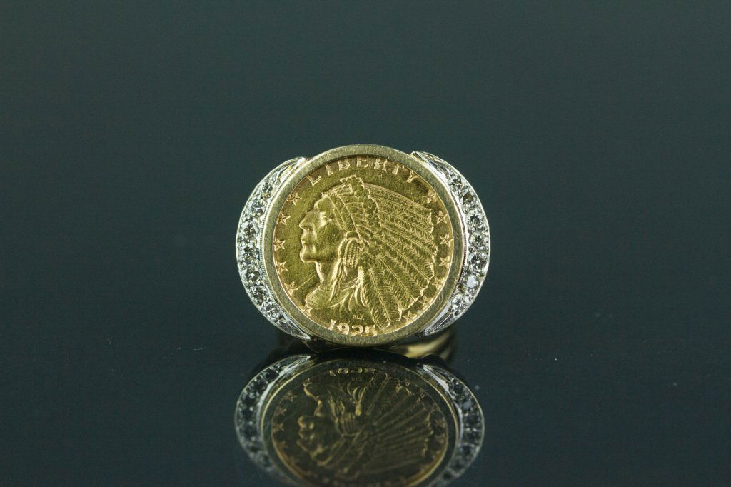 Chinese Gold 14K Ring with 1925 US Gold Coin (1 of 4)