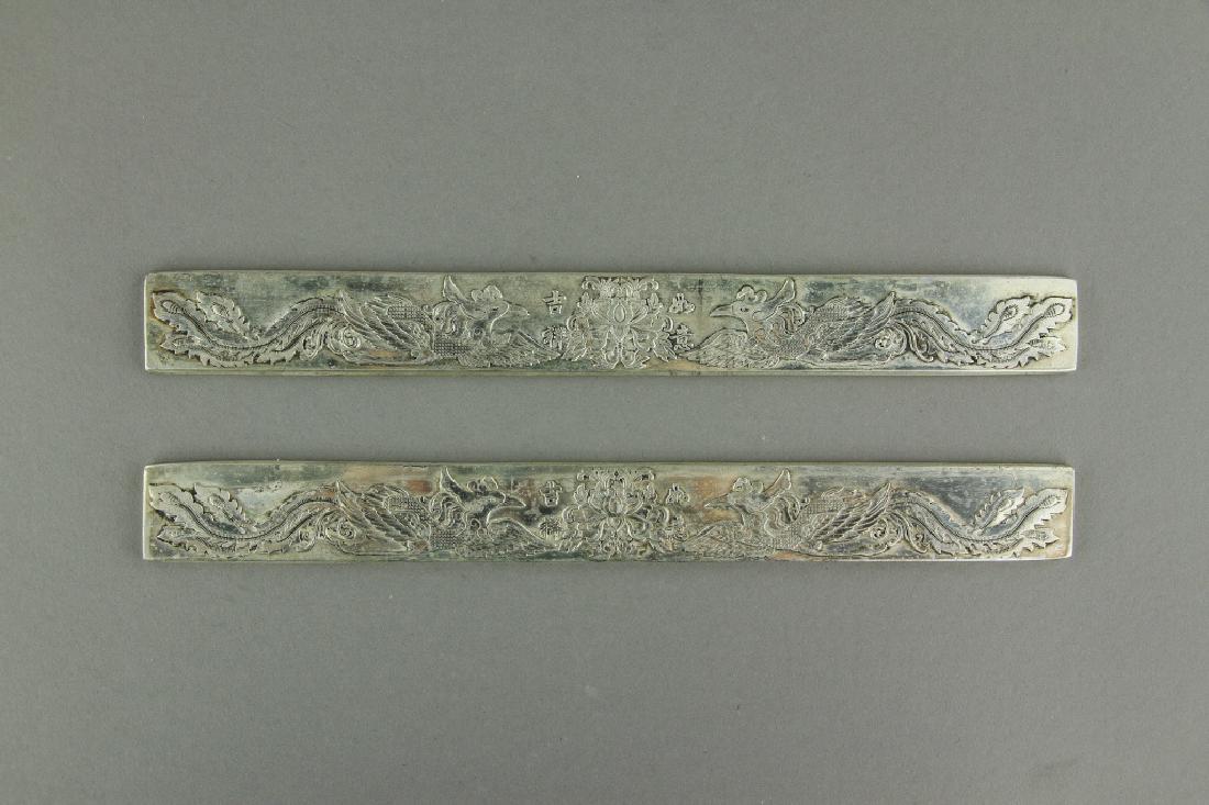 Pair of Chinese Silver Paper Weights Zu Yin Mark (1 of 4)