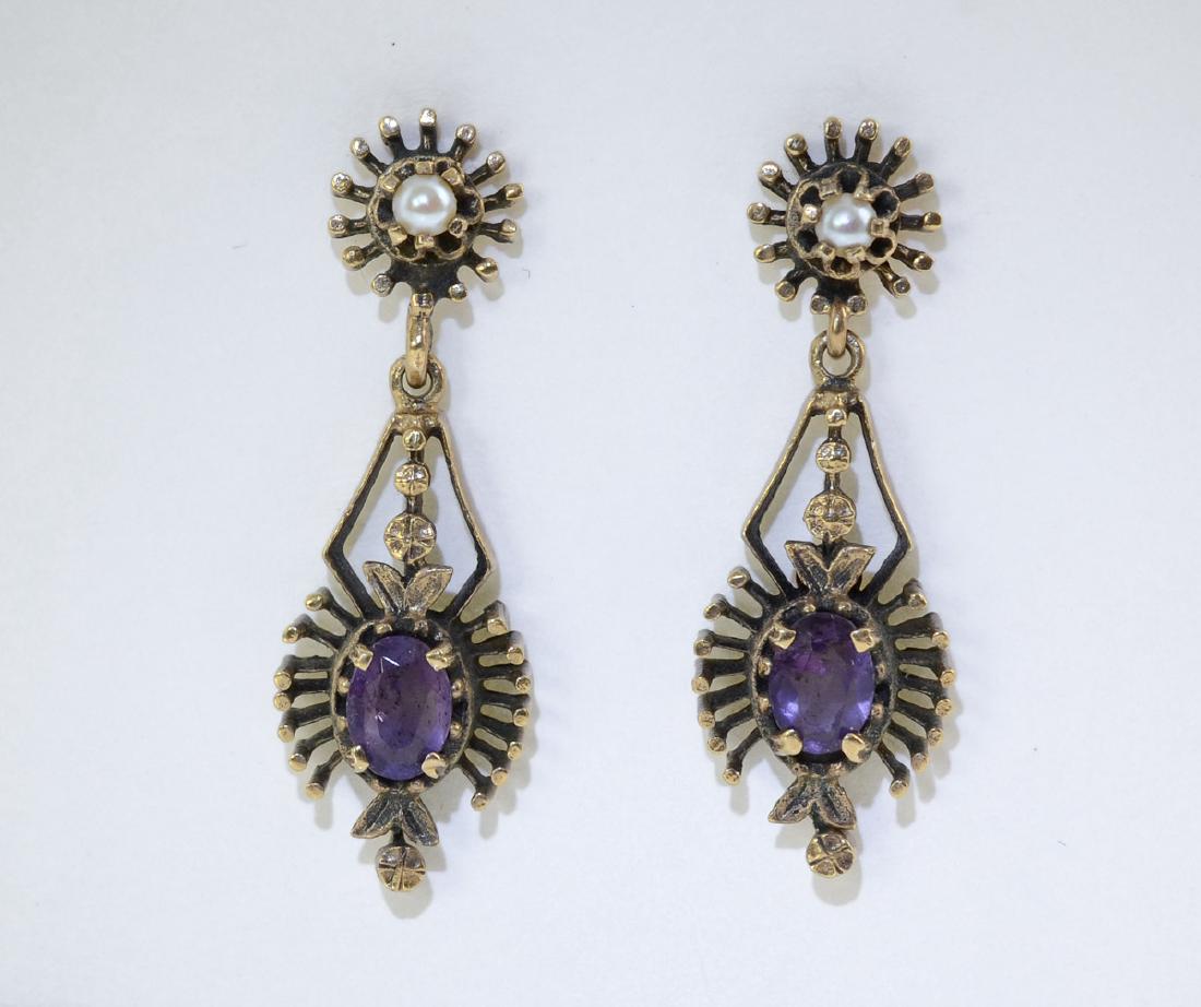 Ladies 14K Antique Amethyst Earrings (1 of 3)