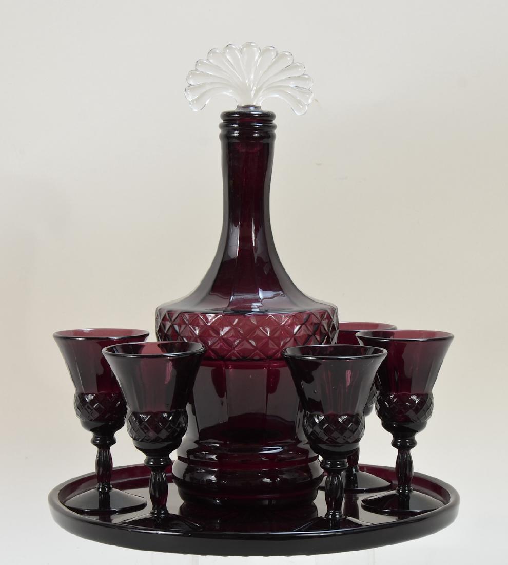 Amethyst Glass Cordial Set (1 of 3)