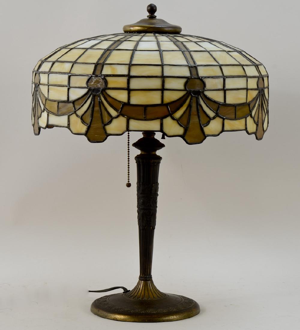 Antique Leaded Glass Table Lamp