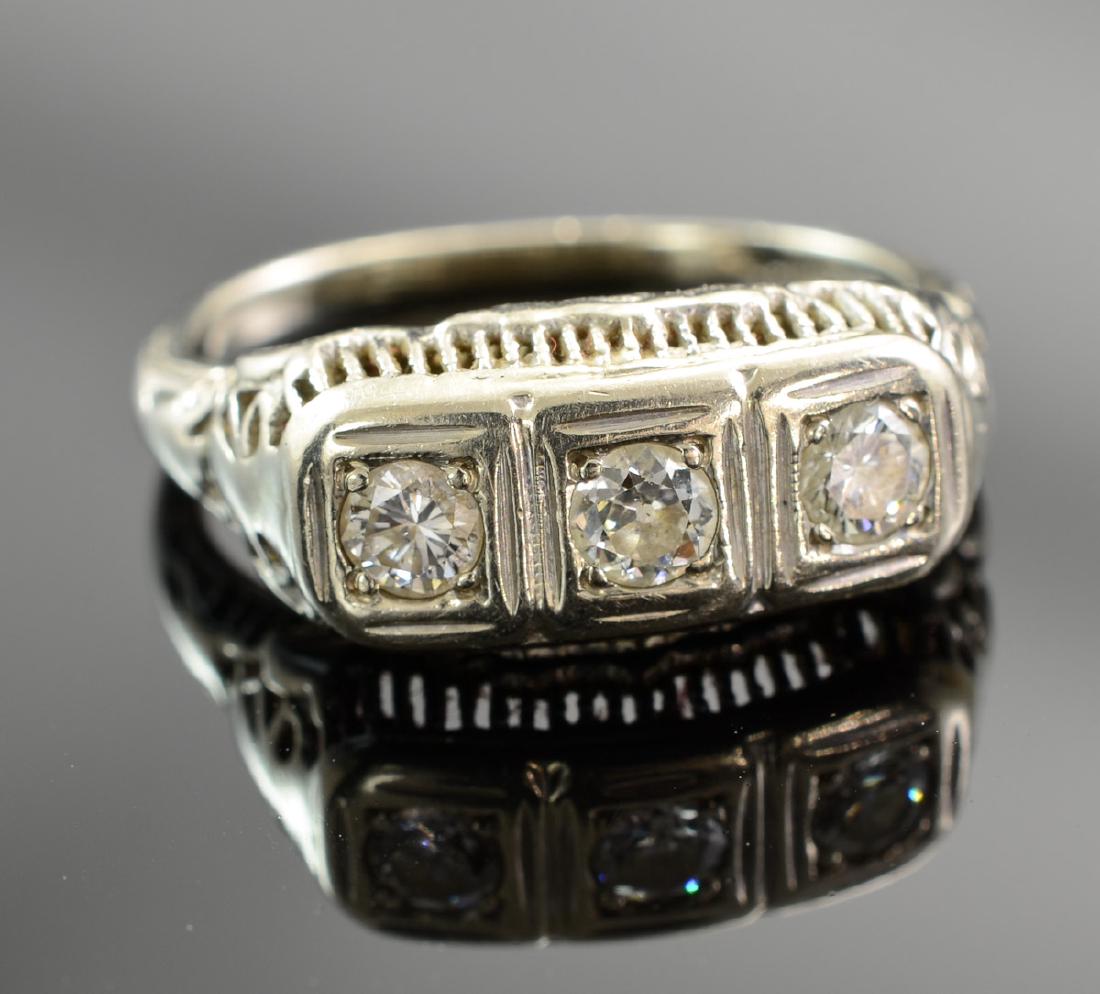Ladies Antique Platinum Diamond Ring (1 of 2)