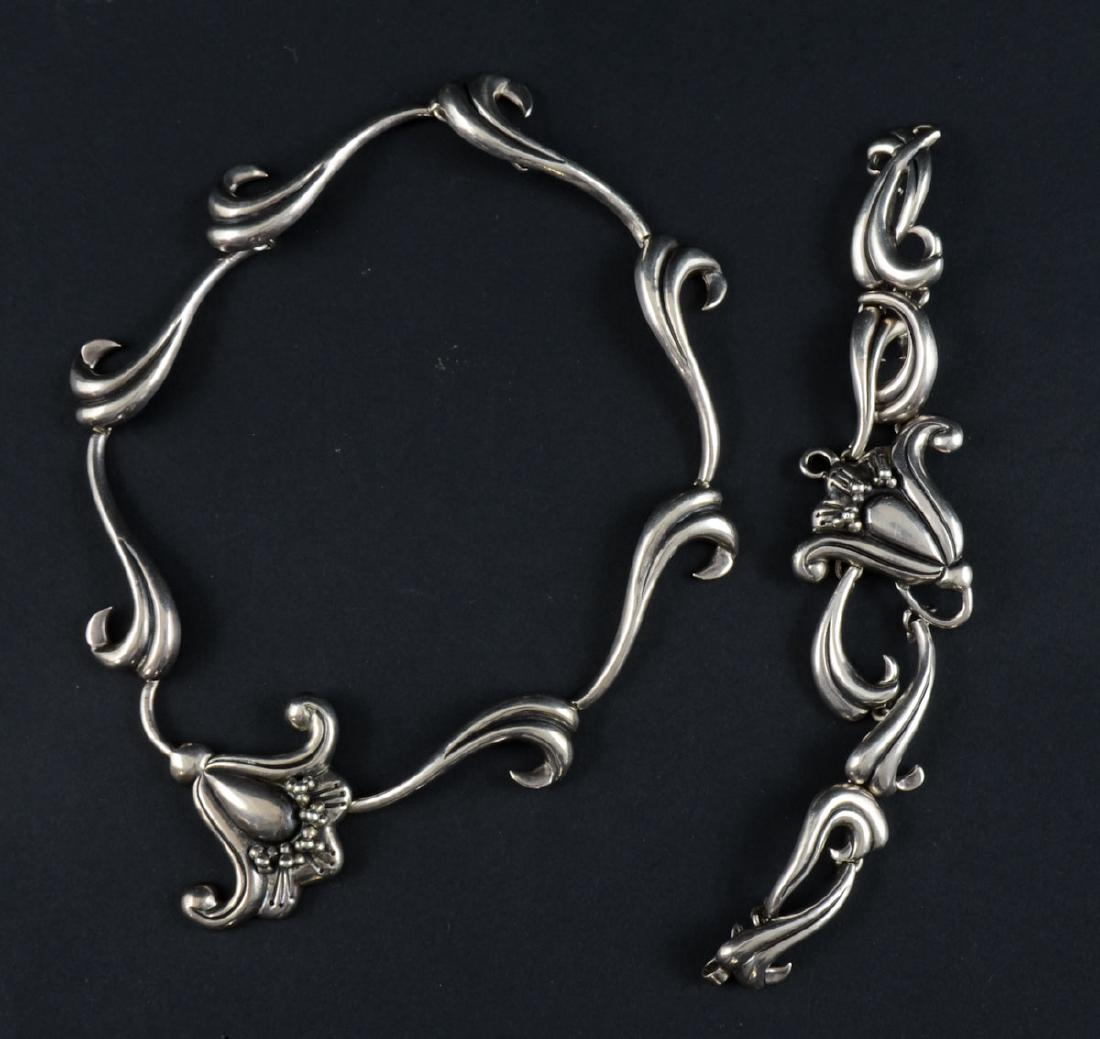 Mexican Sterling Silver Necklace & Bracelet (1 of 4)