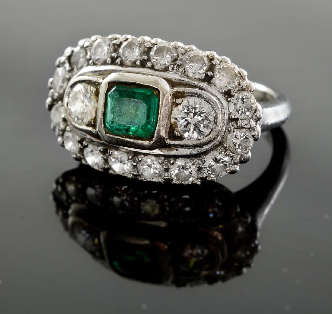 Ladies Platinum Emerald and Diamond Ring (1 of 3)