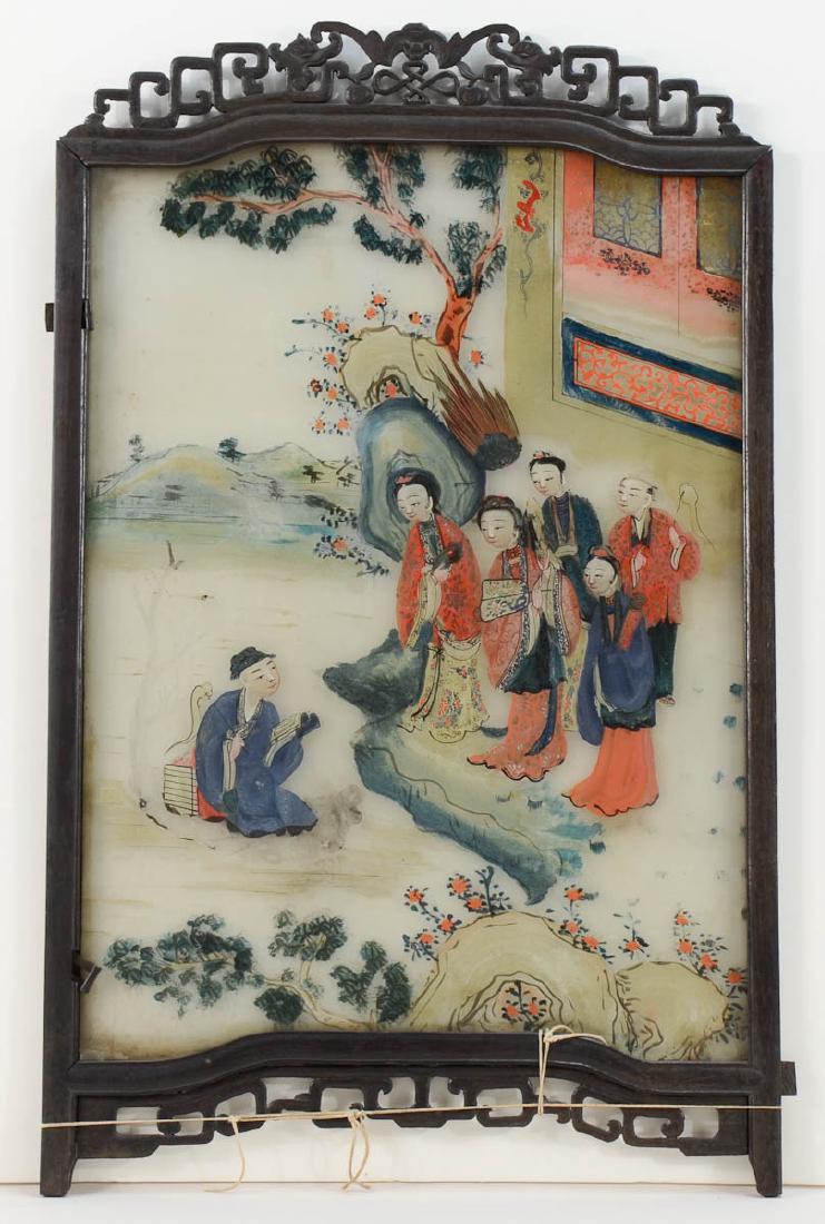 Chinese Reverse Painted Glass Panel (1 of 2)