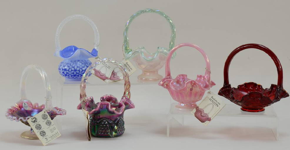 6 Fenton Glass Baskets