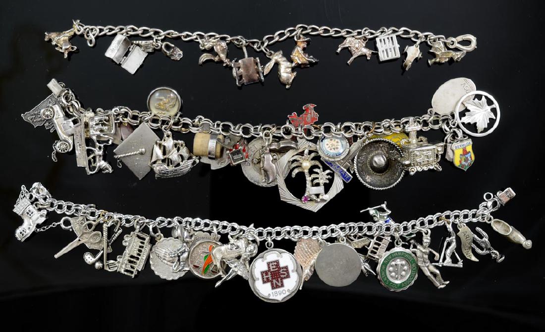 3 Ladies Sterling Silver Charm Bracelets (1 of 5)