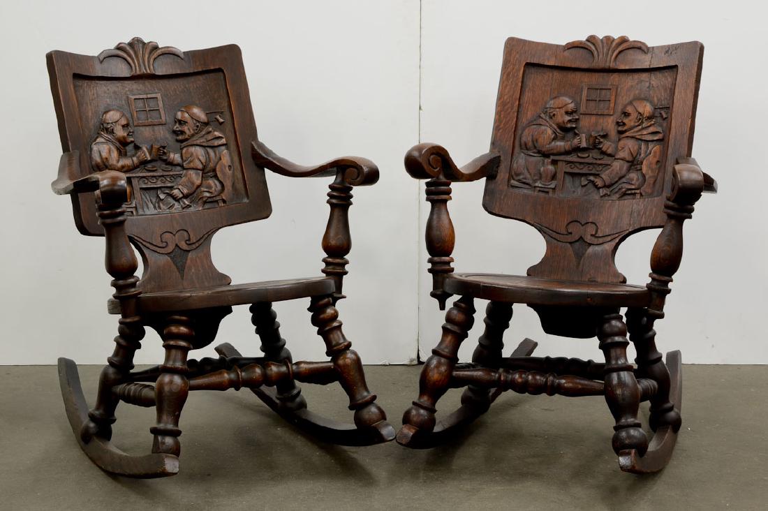 Pair of Carved Oak Tavern Chairs (1 of 3)