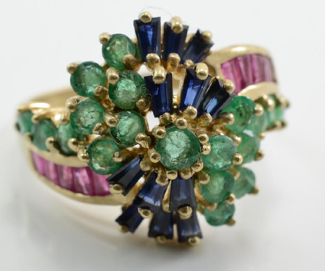 Ladies 10K Multi Gemstone Cocktail Ring (1 of 1)