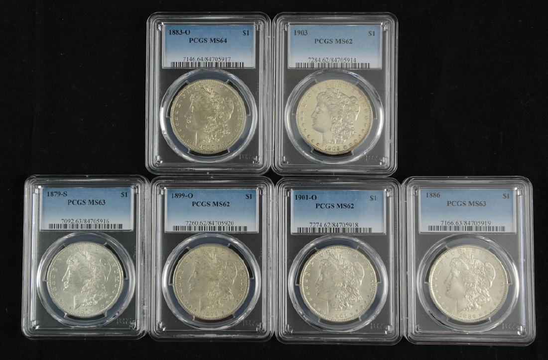 Six Mint State Morgan Silver Dollars (1 of 7)