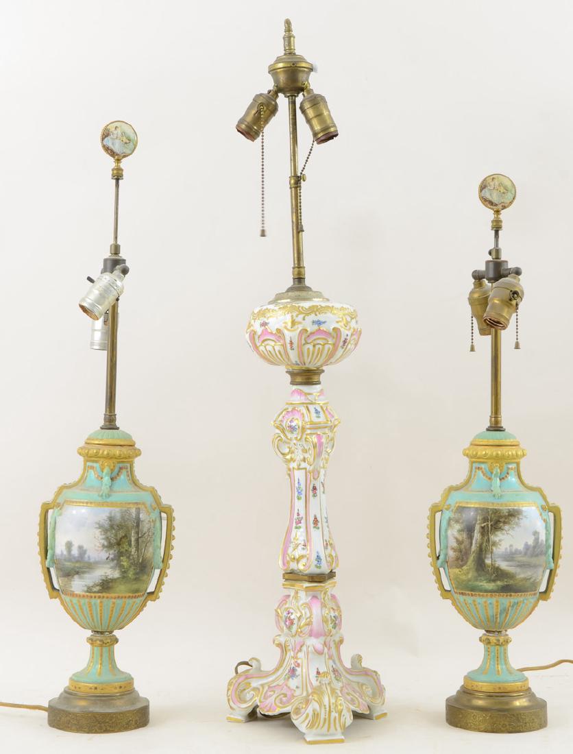 Three Antique Porcelain lamps