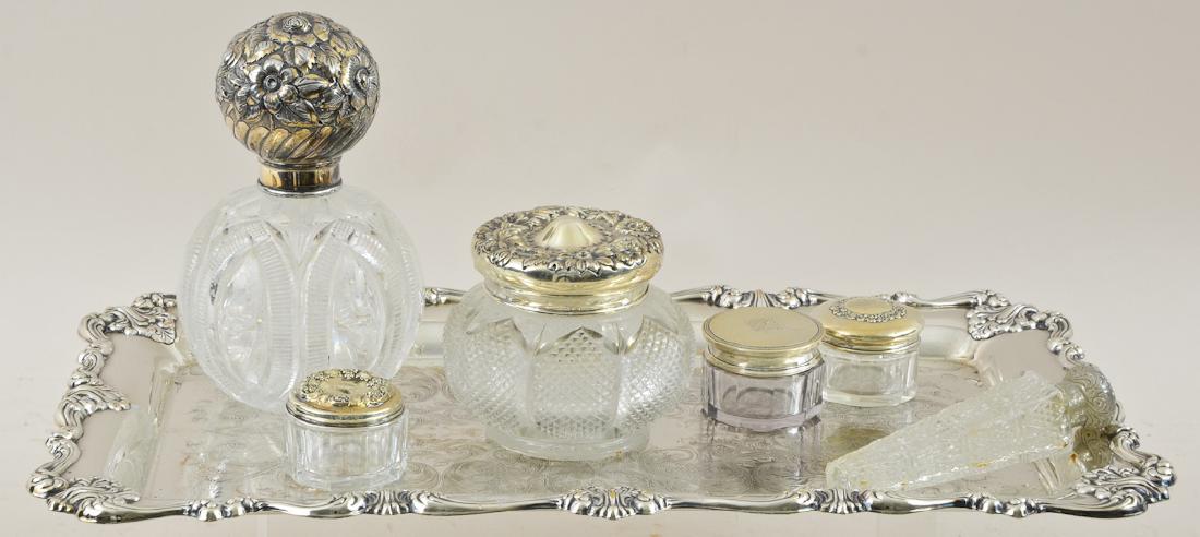 Sterling and silver plate dresser group (1 of 4)