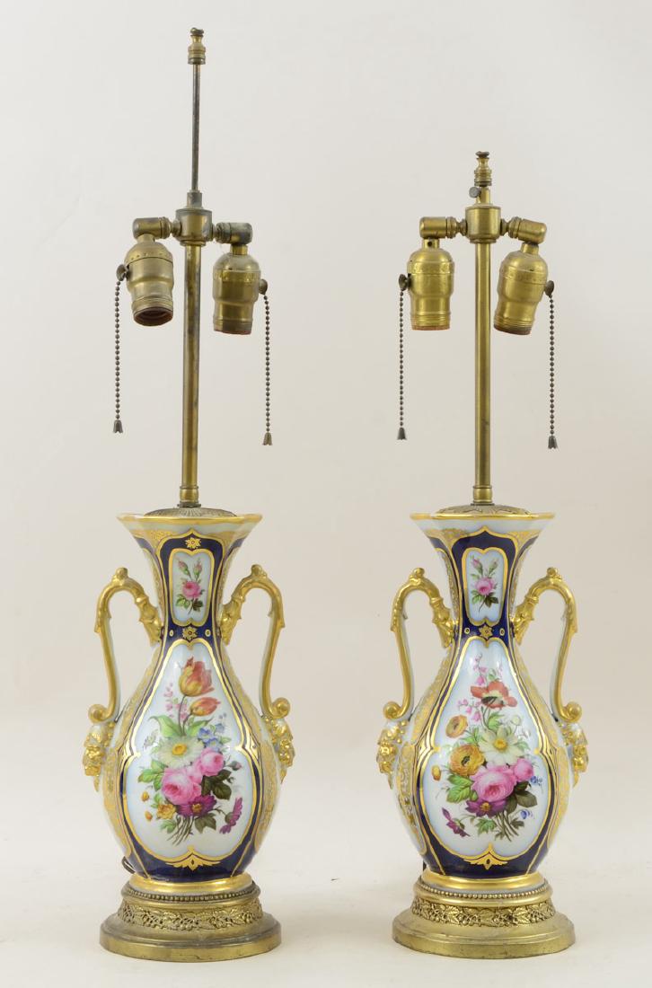 Pair of Antique German Porcelain Lamps (1 of 2)