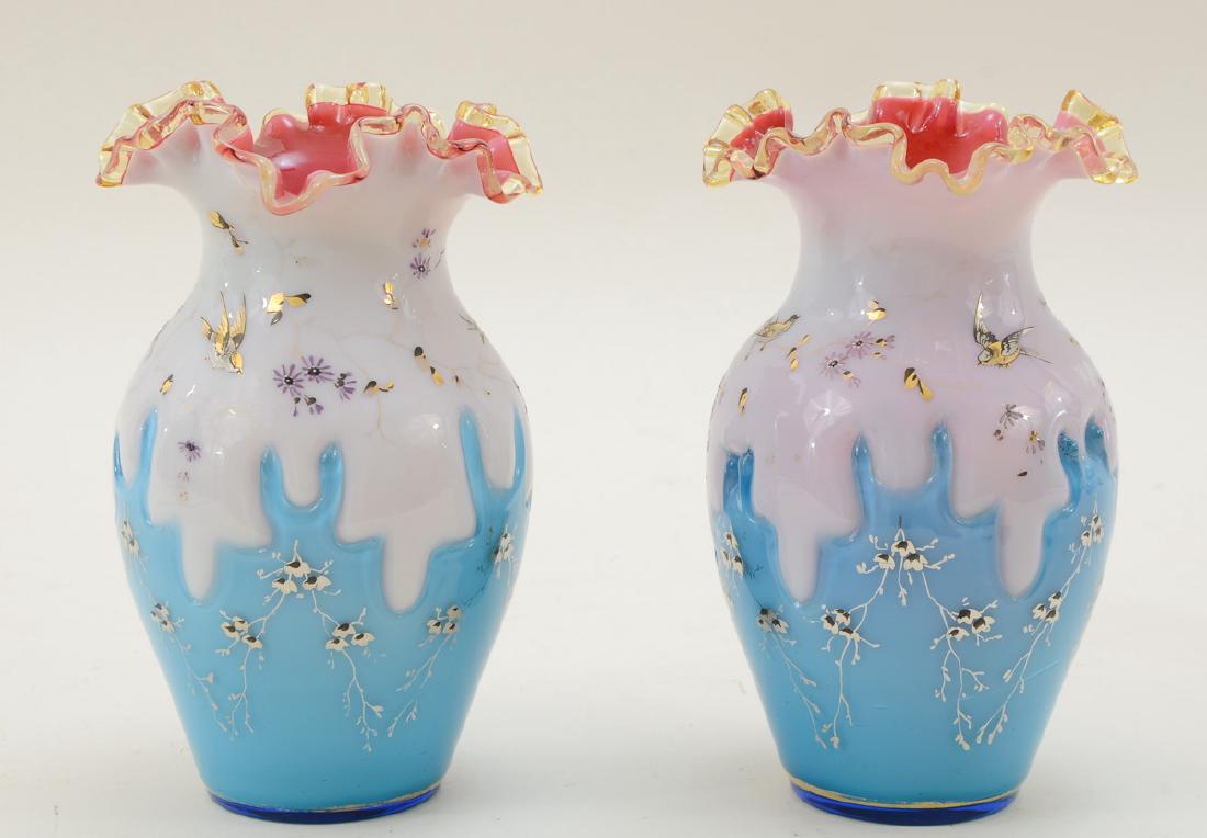 Pair Victorian Art Glass Vases (1 of 2)